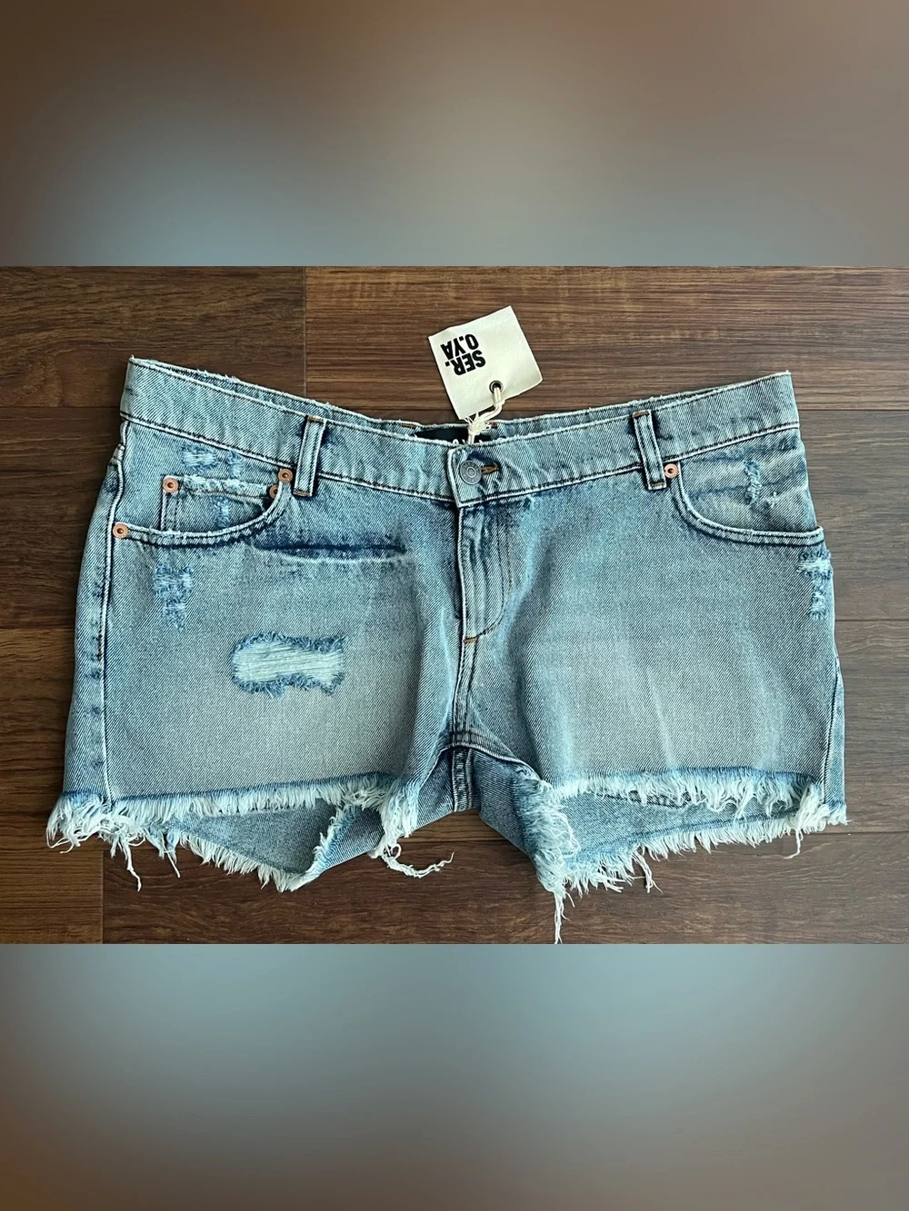 New Ser.O.Ya Lyle Cut Off Denim Distressed Shorts size 31